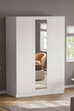 Home Discount Vida Designs Denver 3 Door Mirrored Wardrobe Storage Bedroom Furniture in White