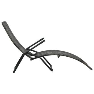 Berkfield Home Comfortable Folding Sun Lounger Poly Rattan Grey