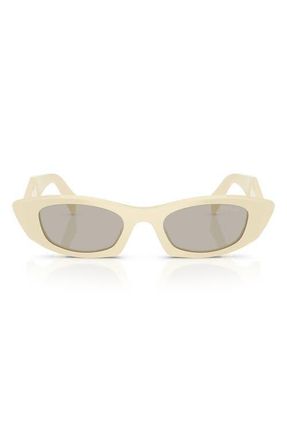 Prada 50mm Oval Sunglasses in White Milk /Light Brown at Nordstrom