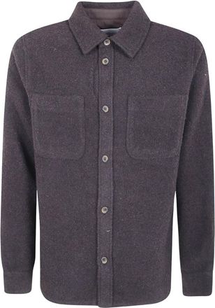 Les Deux Boucl&eacute; Overshirt - Heren - Casual Overhemden - Bruin - M - Wol - Overhemden