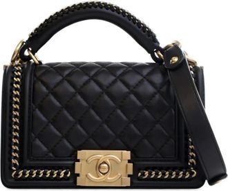 Chanel 2016-2017 Small Calfskin Chain Around Boy Top Handle Flap satchel - Nero