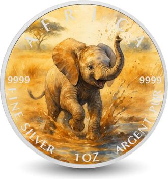 OEM Moneda De Plata Fina De 1 Oz Con Un Toque Alegre: Elefante De &Aacute;frica