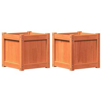 Berkfield Home Garden Planters 2 pcs Wax Brown Solid Wood Pine