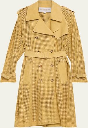 Michael Kors Belted Perforated Suede Trench Coat