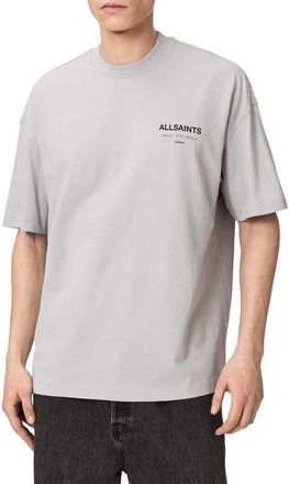 AllSaints Underground Oversize Graphic T-Shirt in Sky Grey at Nordstrom, Size X-Large