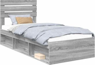 vidaXL Bed Frame Grey Sonoma 100 x 200 cm Solid Pine Wood vidaXL
