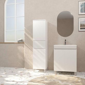 Aurlane Aurlane - Columna De Ba&ntilde;o Melamina Blanca - 35x32x150 Cm - 2 Puertas + 1 Caj&oacute;n