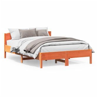 vidaXL Vidaxl - Cama Sin Colch&oacute;n Madera Maciza De Pino Marr&oacute;n Cera 140x200 Cm