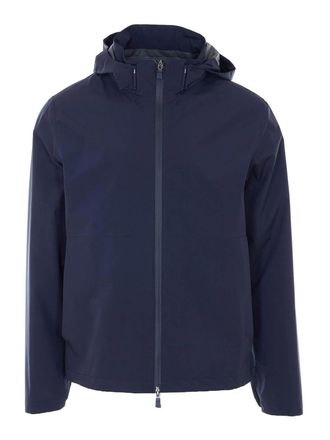 Herno Blue Jacket With Frontal Zip Closure