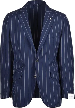 Lubiam Round Jacket Linen/Cotton - Blue