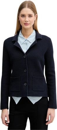 Benetton Single-Breasted Katoenen Blazer - Dames - Vesten - Grijs - XS - Katoen - Truien & Vesten