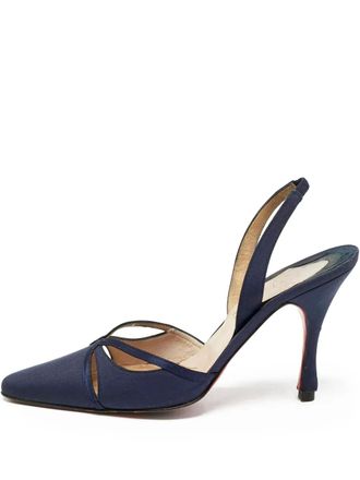 Christian Louboutin 100mm slingback pumps - women - Leather/Fabric/Leather - 38 - Blue