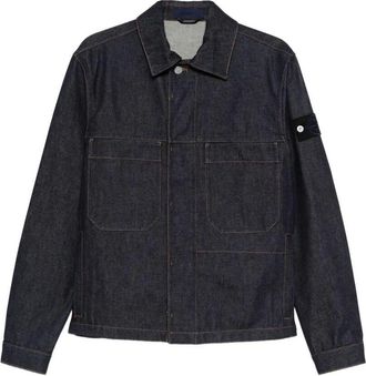 Stone Island Indigo Denim-Raw Biker Jacket