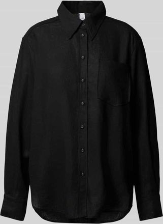 Vero Moda Relaxed Fit Leinenbluse Modell FLAXY in Black, Größe 34