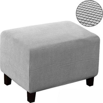 OEM Funda Cuadrada Reposapi&eacute;s, Lavable, Universal Supersuave Puf Base El&aacute;stica, Antideslizante, S: Largo 60-75 Cm, Ancho 40-55 Cm, 35-45 Cm, Gris