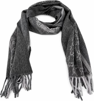 Gucci GG Monogram Cashmere & Wool Scarf - Gray