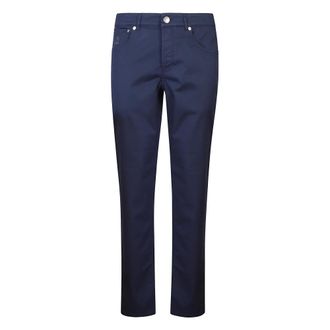 Brunello Cucinelli Brunello Cucinelli, Slim-fit Trousers, male, Blue, Size: 2XL Embroidered Trousers