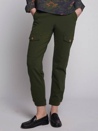 Vilagallo Trouser Cargo Green Stretch Knit In Olive