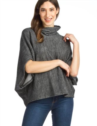 Papillon Knit Poncho Sweater In Black