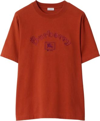 Burberry T-shirt con logo e stampa equestre - Arancione
