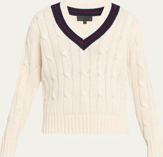 Nili Lotan Fabiana Cable-Knit V-Neck Sweater