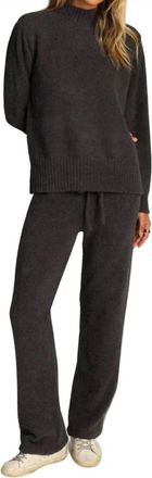 Dylan Mock Neck Pullover Sweater In Charcoal