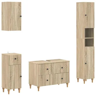 vidaXL Vidaxl Set Di Mobili Da Bagno Da 4 Pezzi Alkmaar Rovere Sonoma