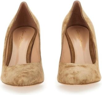 Gianvito Rossi Suede Leather D&eacute;collet&eacute; Heels - Beige
