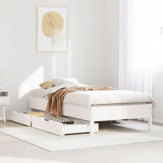 Berkfield Home Bed Frame without Mattress White 75x190 cm Small Single Solid Wood Pine