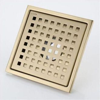 OEM Desag&uuml;e De Ducha Cuadrado De Acero Inoxidable Chapado En Oro, 15 X 15 Cm, Con Tapa De Desag&uuml;e De Suelo, N&uacute;cleo De Lat&oacute;n Desodorizante, Acabado En Oro 