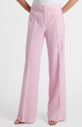 Santorelli Camila Wide Leg Pants in Tropical Wool Stretch in Sweet Pink at Nordstrom, Size 4