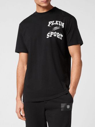 Plein Sport T-shirt in jersey di cotone con girocollo e logo posteriore