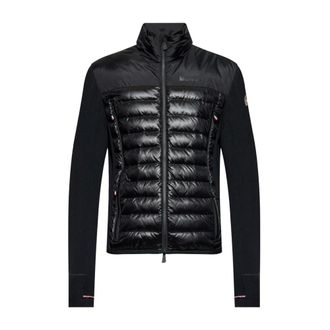 Moncler Winter Jackets, male, Black, Size: L Zip-up Polartec Down Jacket