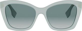 Fendi Lettering 55mm Gradient Square Sunglasses in Light Green /Gradient Green at Nordstrom