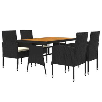 vidaXL Vidaxl - Juego De Comedor De Jard&iacute;n 5 Piezas Rat&aacute;n Sint&eacute;tico Negro