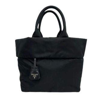 Prada Pre-owned Tote Bags, female, Black, Size: ONE SIZE Pre-owned Nylon Leather 2way Bag