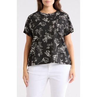 Sanctuary Cotton Blend Pocket T-Shirt in Tulip Fields Black at Nordstrom Rack, Size 1 X