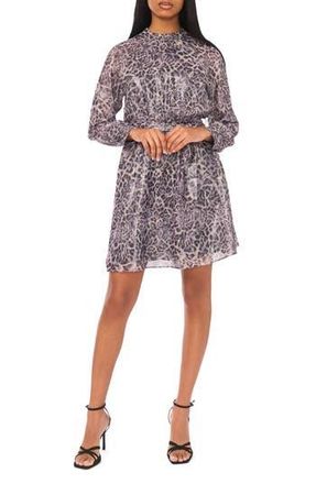 Halogen Tie Waist Long Sleeve Dress in Graphite Silver at Nordstrom Rack, Size X-Small