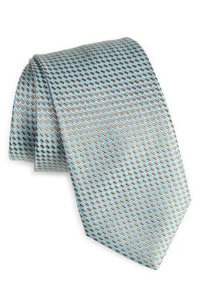 Canali Geometric Silk Tie in Light Green at Nordstrom