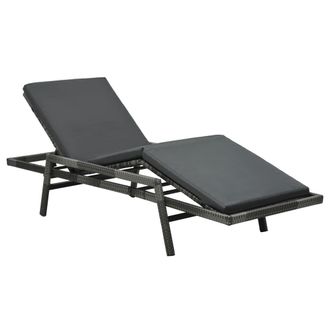 vidaXL Lettino Prendisole Con Cuscino In Polyrattan Grigio - Vidaxl