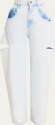 Maison Margiela Cutout Bleached Barrel-Leg Jeans