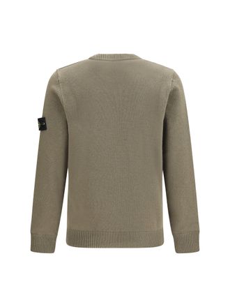 Stone Island Crewneck with Logo Patch Sweater - Green