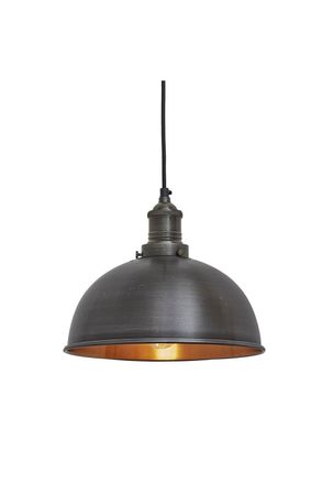 Industville Brooklyn Dome Pendant, 8 Inch, Pewter & Copper, Pewter Holder
