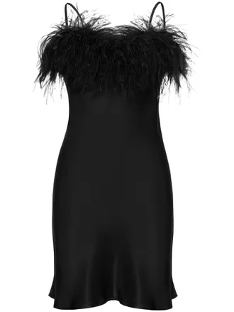 Sleeper Boheme feather-trim minidress - Black