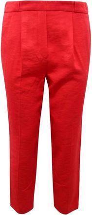 Imperial Cropped Trousers, female, Red, XS, Red Viscose Trousers Elastic Waist
