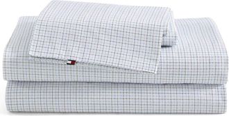 Tommy Hilfiger New England Plaid Cotton Percale Sheet Set in Blue at Nordstrom, Size Twin X-Long