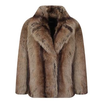 Pinko Caladenia Faux Fur Caban - Dames - Jassen - Beige - XS - Wol - Jassen