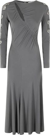 Ermanno Scervino Elegante Midi Jurk - Dames - Casual kleedjes - Grijs - S - Polyester - Kleedjes