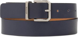 Kazar Donkerblauwe smalle riem met metalen lus - Dames - Riemen - Blauw - 80 CM - Leer - Accessoires