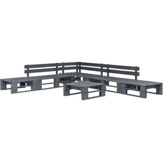 vidaXL Set Salotto da Giardino 6 pz Pallet in Legno Grigio - Vidaxl